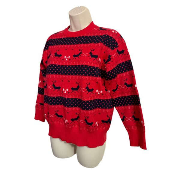 Vintage Red & Black Reindeer Christmas Sweater Size M - Picture 4 of 10